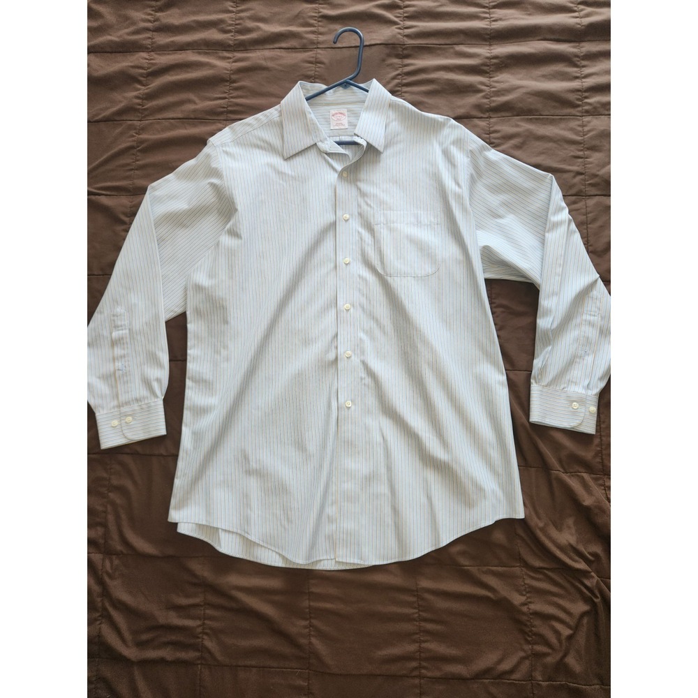 Brooks Brothers 346 Men's Non-Iron Dress Shirt Size 17 4/5 Striped Long Sleeve